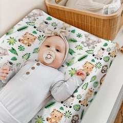 HawSkgFub palm leaf design changing pad cover suits modern nurseries