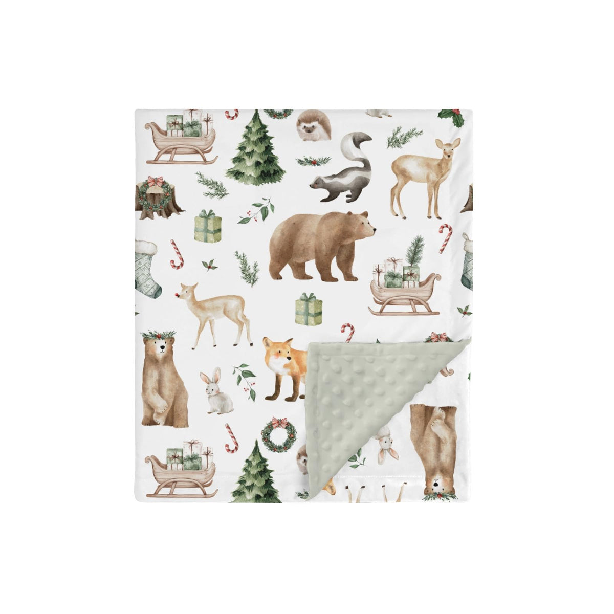 HawSkgFub Christmas forest animals blanket front pattern creates cozy nursery appeal for newborn cuddles