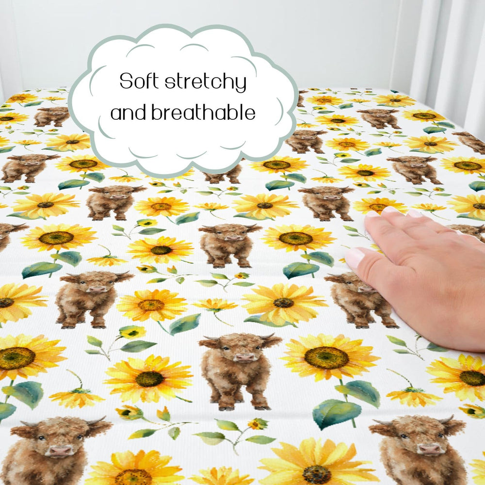 HawSkgFub nursery floral design crib sheet adds playful decor to nursery.