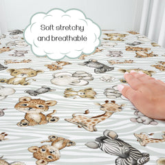HawSkgFub safari crib sheet elephant motif promotes breathable, peaceful nursery