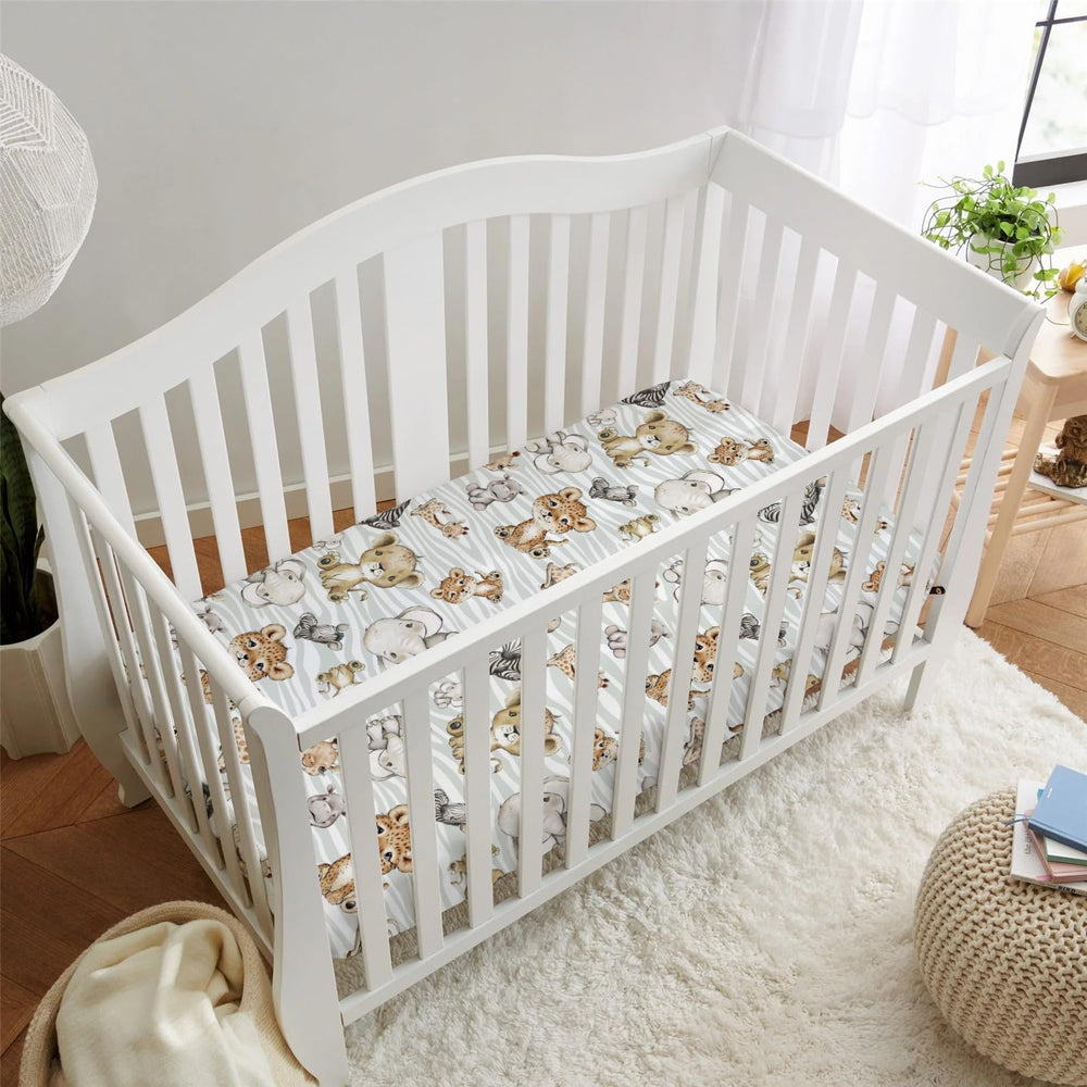 HawSkgFub safari zebra crib sheet adds color and easy care