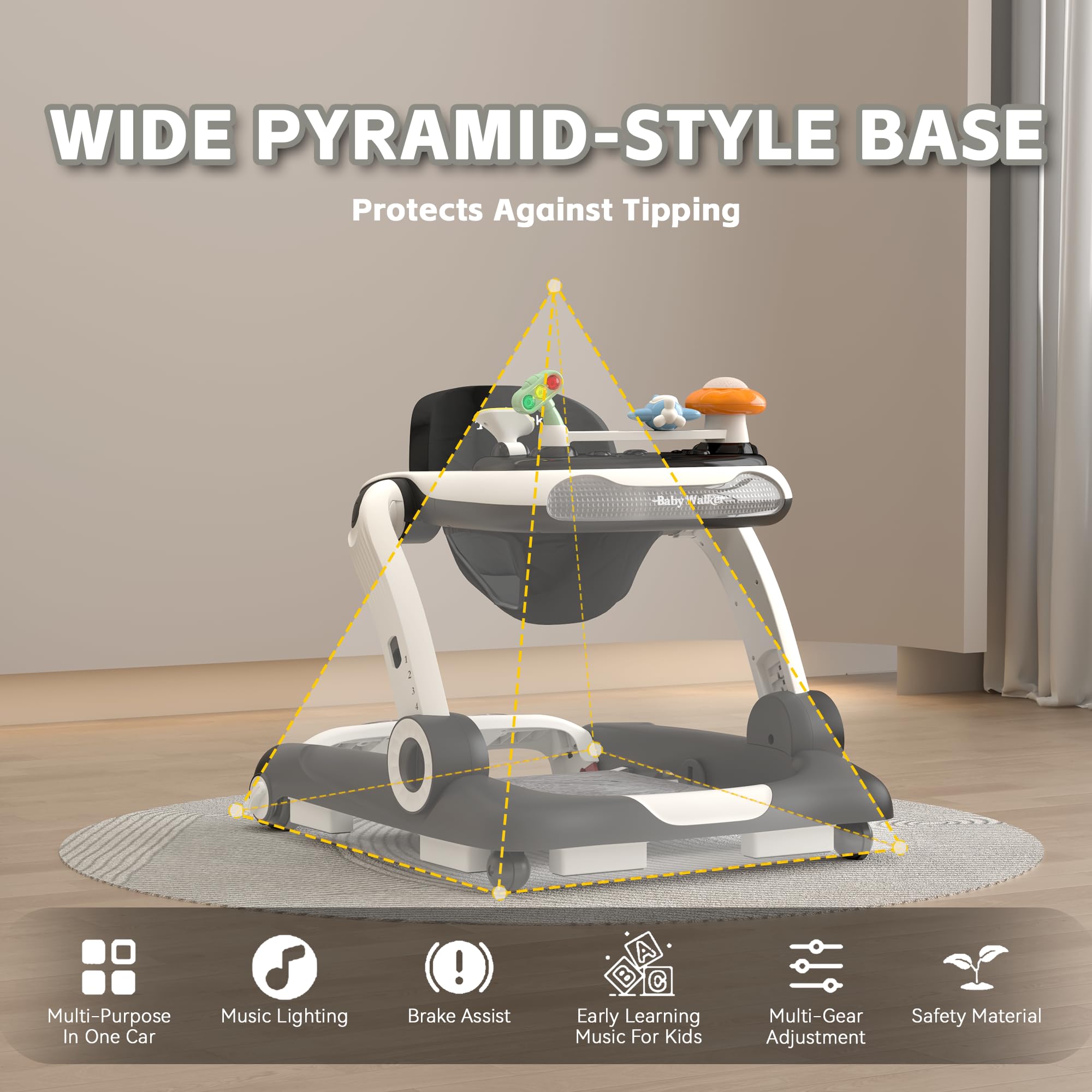 HAWEEK baby-walker-height-adjustment offers four height options for comfort
