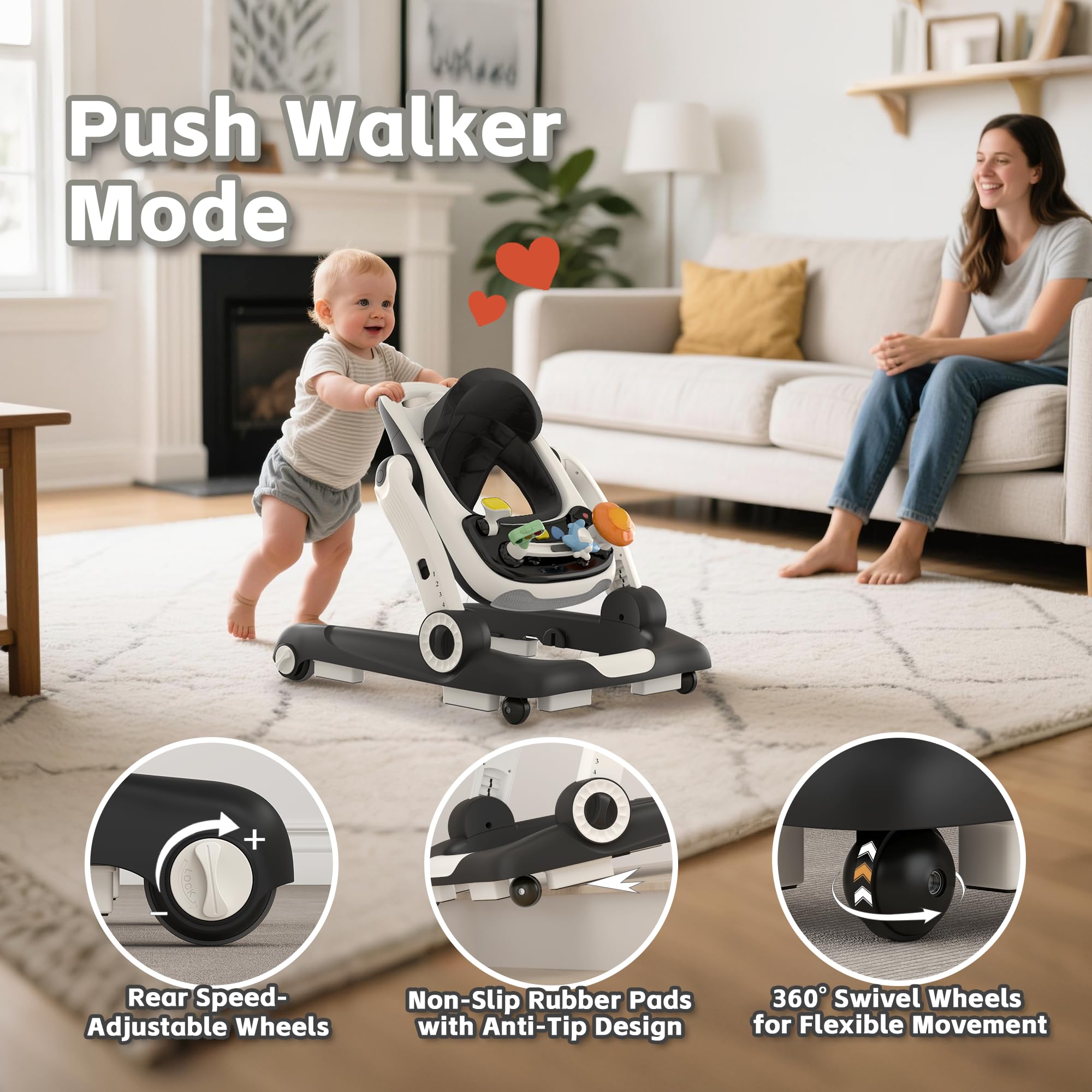 HAWEEK baby-walker-stable-base features a wide, sturdy frame for stability