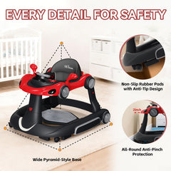 HAWEEK Baby Walker with Wheels red feeding tray enables snack time and activities