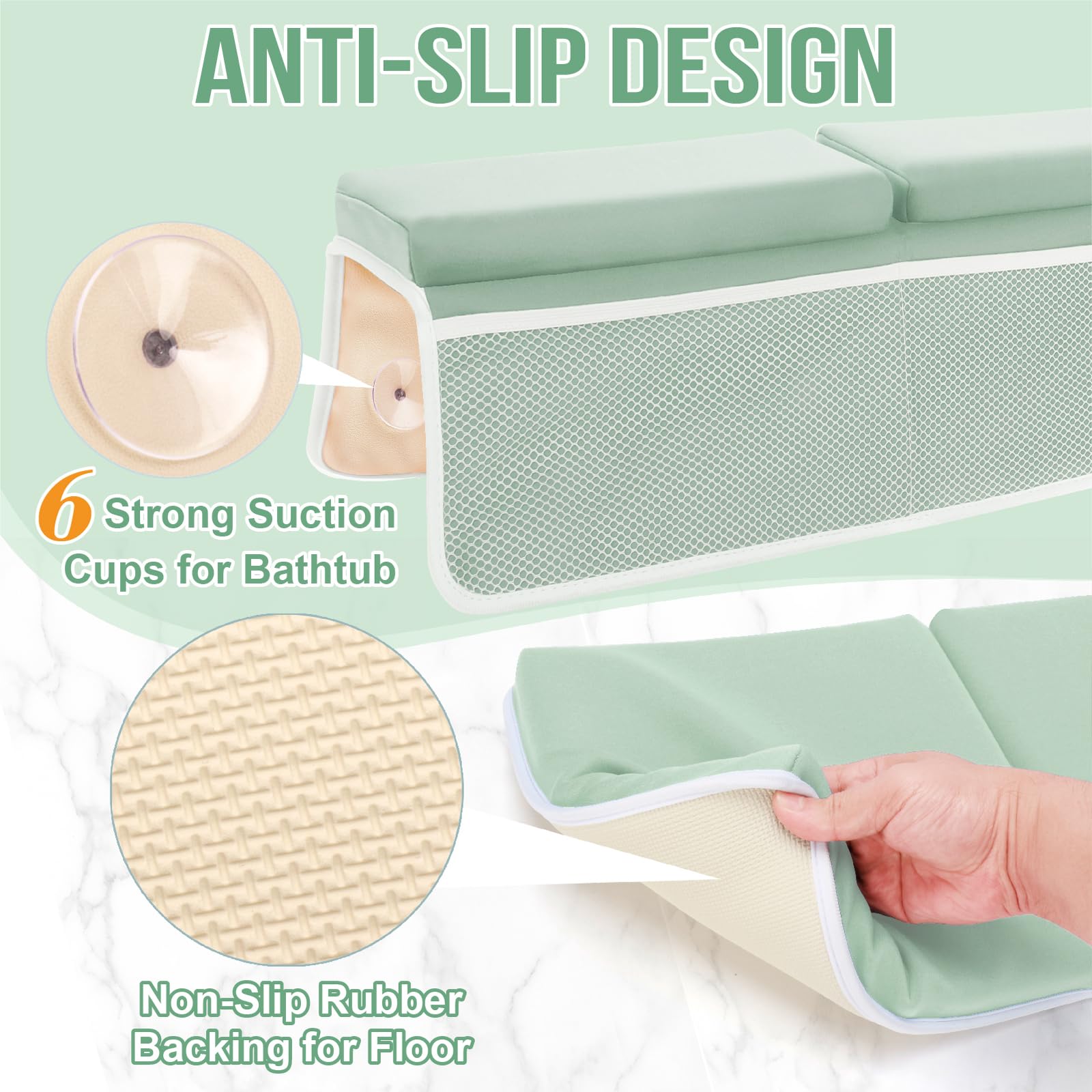 Haxmuti elbow rest pad with suction cups keeps tub safe and hands free.
