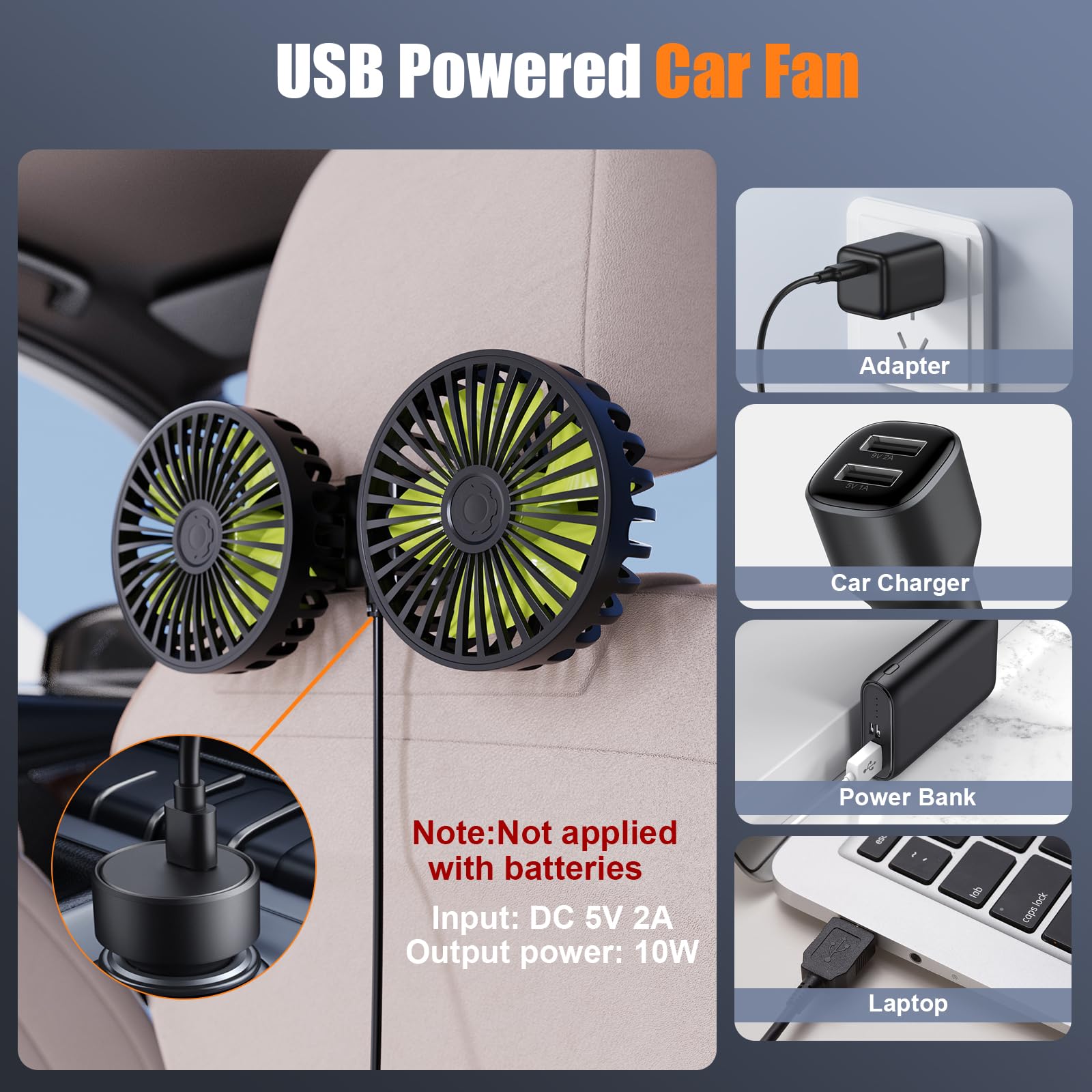 Hayousui dual-head car fan windstream delivers stronger airflow for multiple passengers
