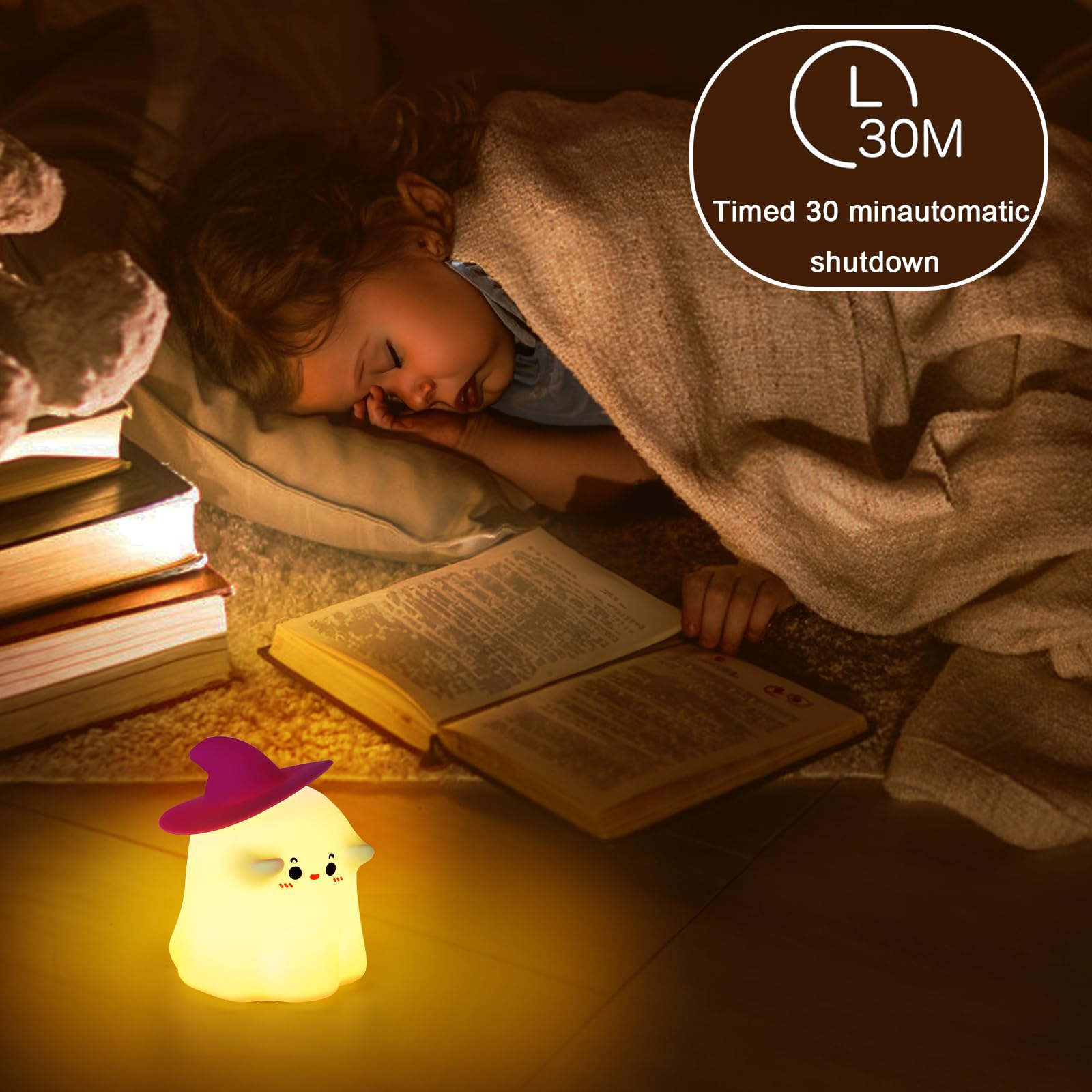 Hbaushun Christmas Night Light USB Rechargeable with Type-C for portable glow