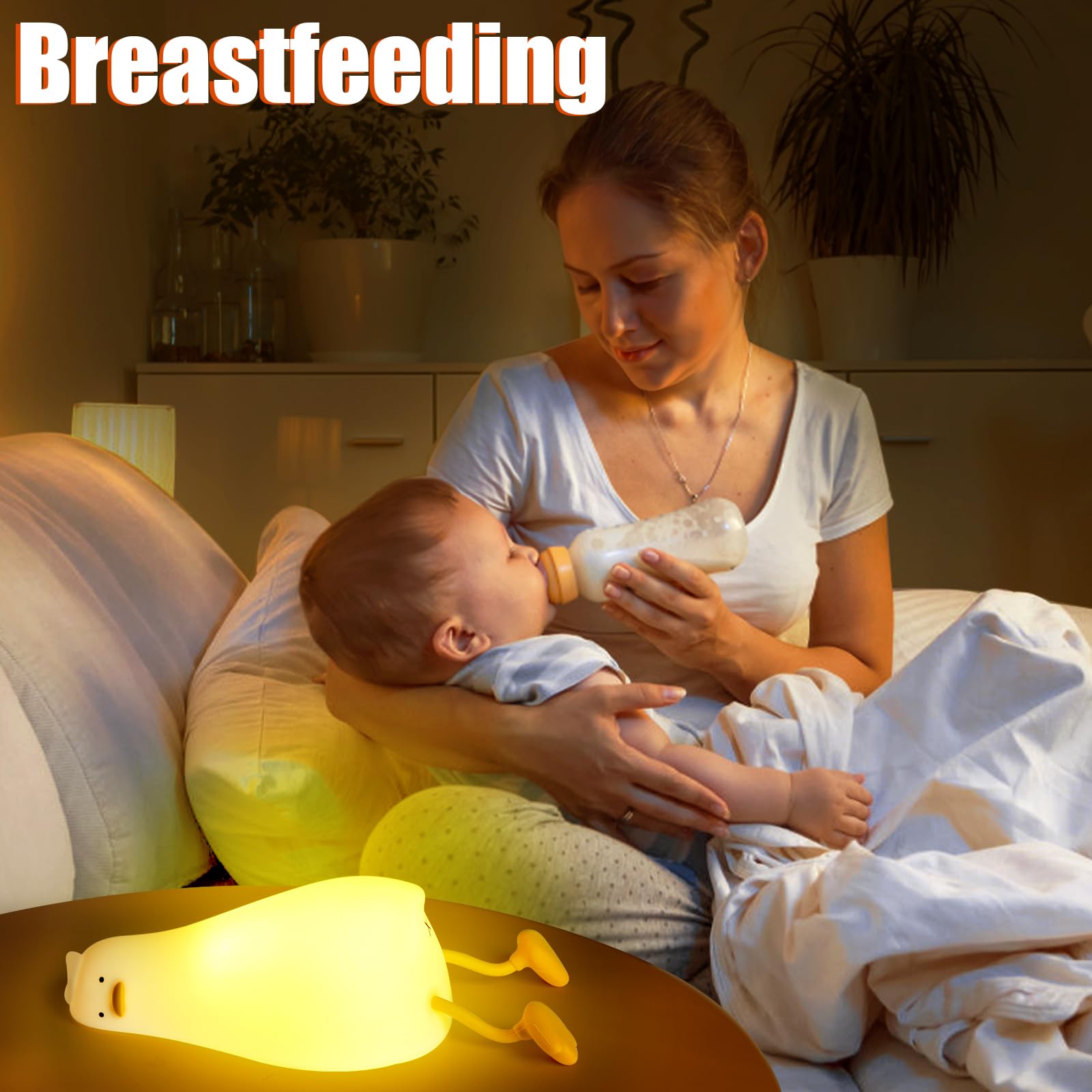Hbaushun Duck Night Light used at bedside during breastfeeding for calm evenings