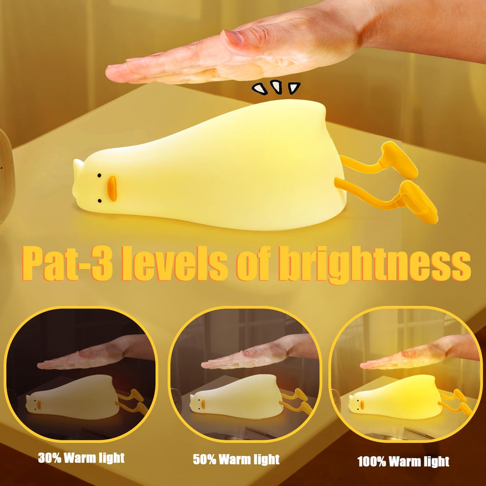 Hbaushun Duck Night Light demonstrates three brightness levels for gentle nighttime feeding