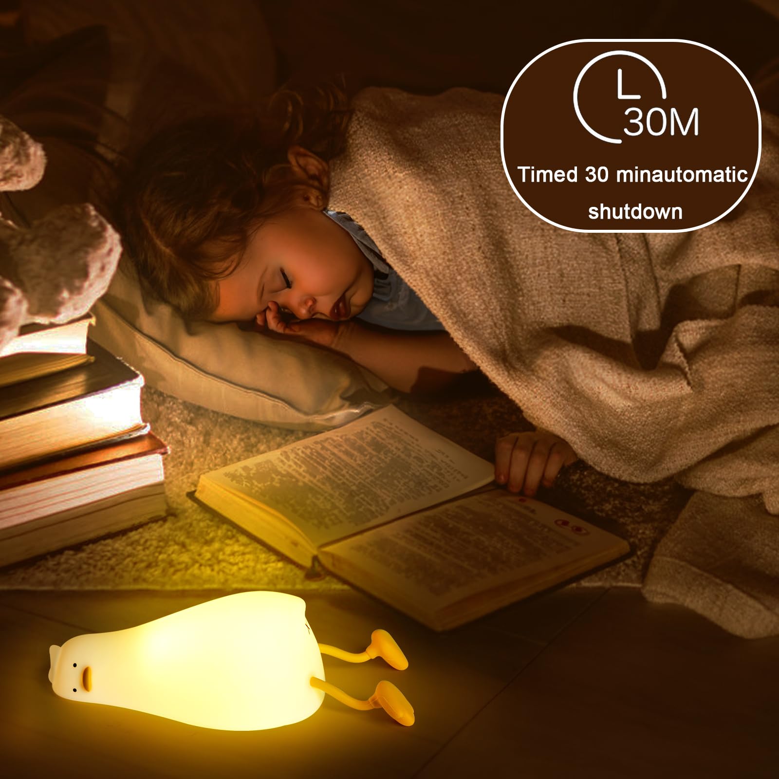 Hbaushun Duck Night Light features soft silicone texture for safe tactile play