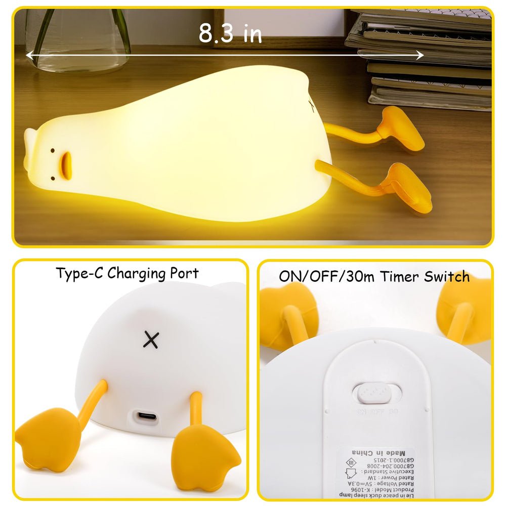 Hbaushun Duck Night Light USB-C rechargeable for easy charging on the go