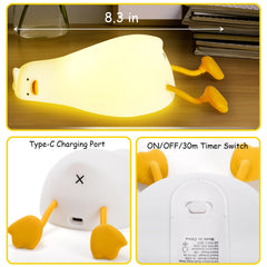 Hbaushun Duck Night Light USB-C rechargeable for easy charging on the go
