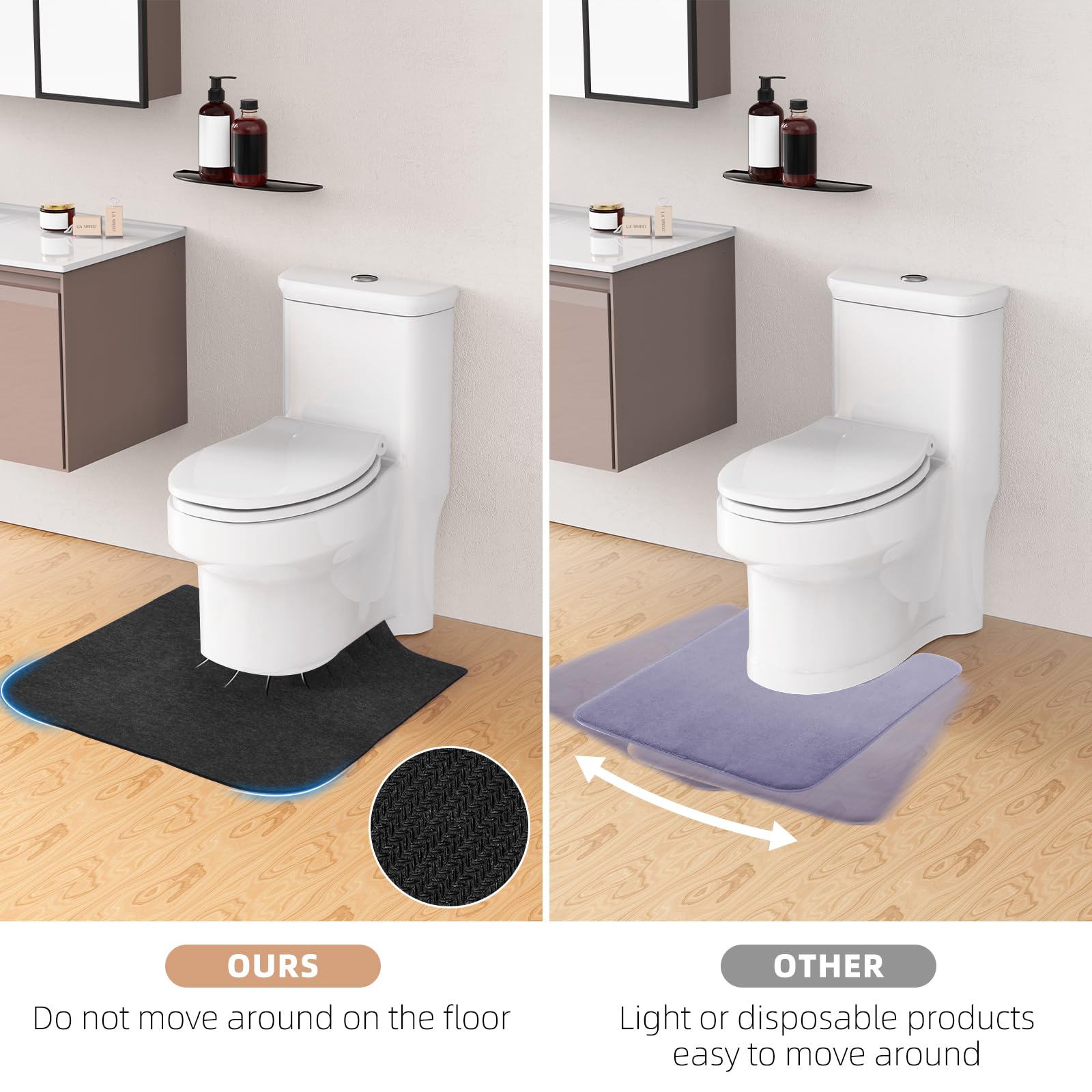 HBGOTL potty mats adjustable inner rim ensures snug fit around toilets.
