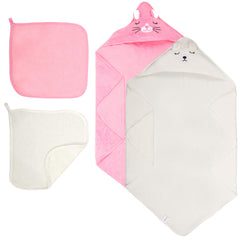 HBHLFZ hooded towel in coral-fleece softness for gentle newborn drying