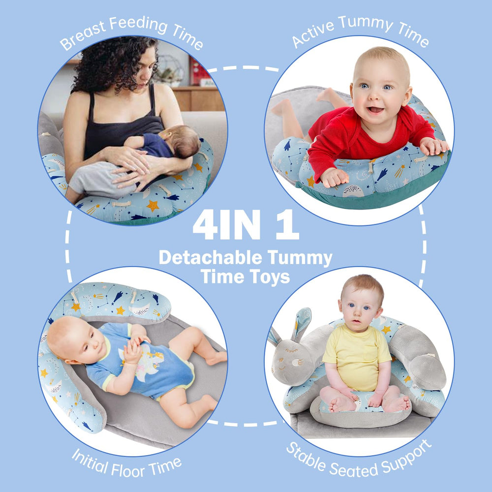HbJoAixi newborn tummy time setup on soft cotton fabric
