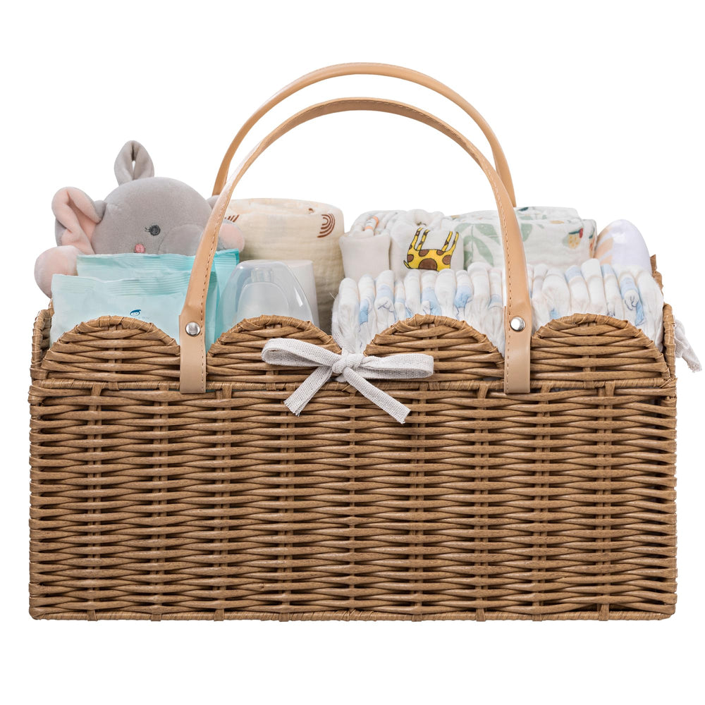 HBlife Baby Diaper Caddy with scalloped handle for easy nursery organization.