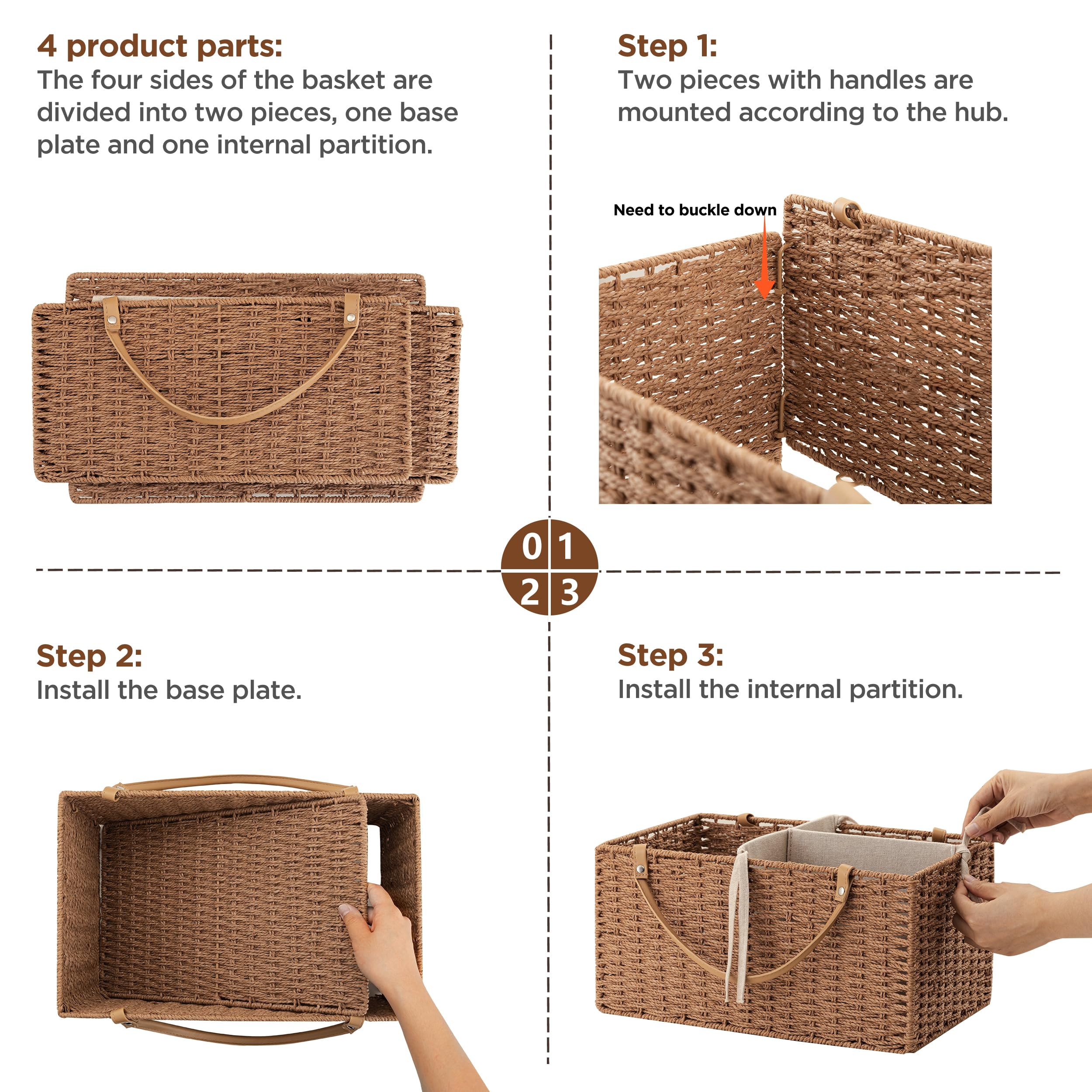 HBlife diaper caddy with detachable leather-like handles for space-saving setup