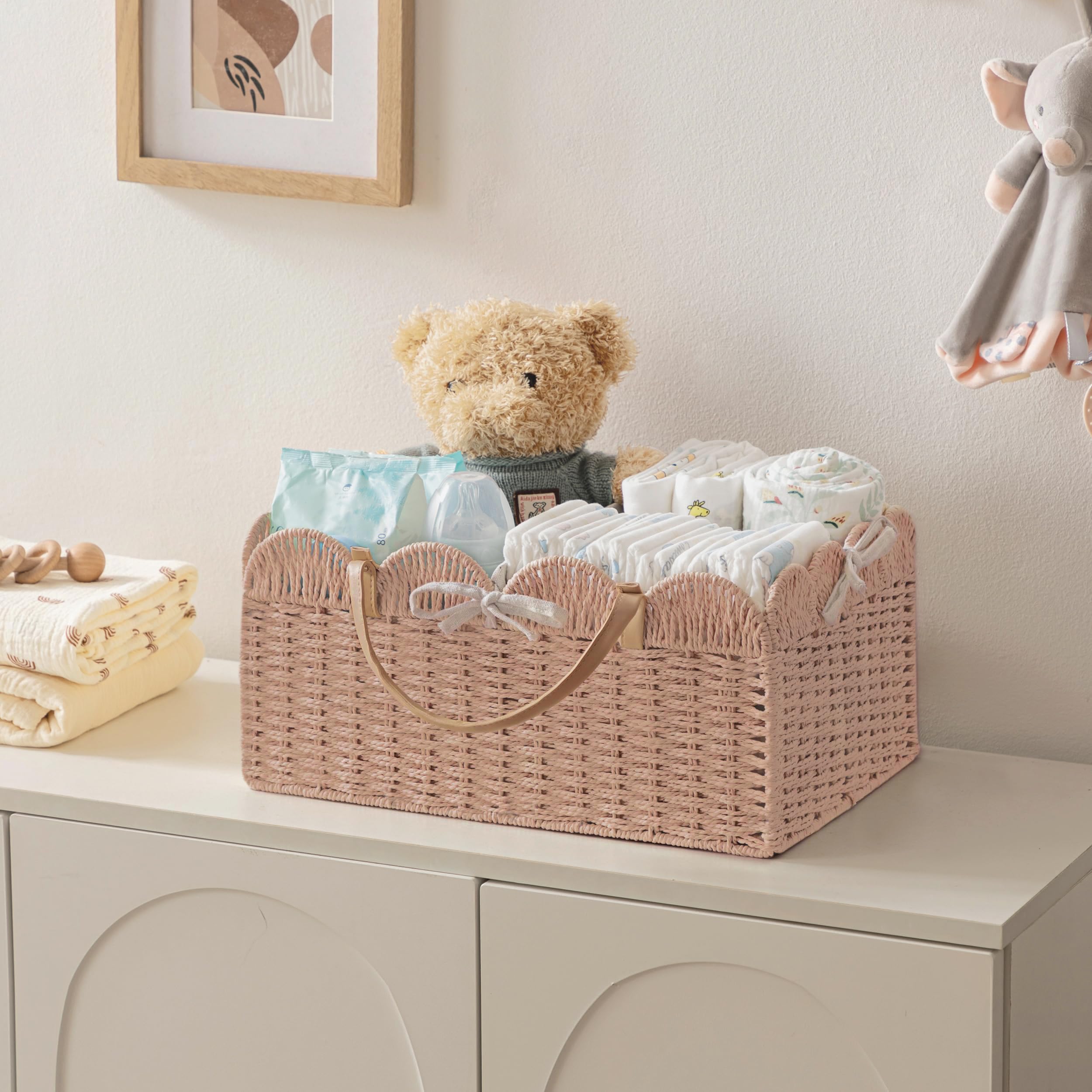 HBlife baby shower gift-ready caddy neatly holds diapers, wipes, and toys