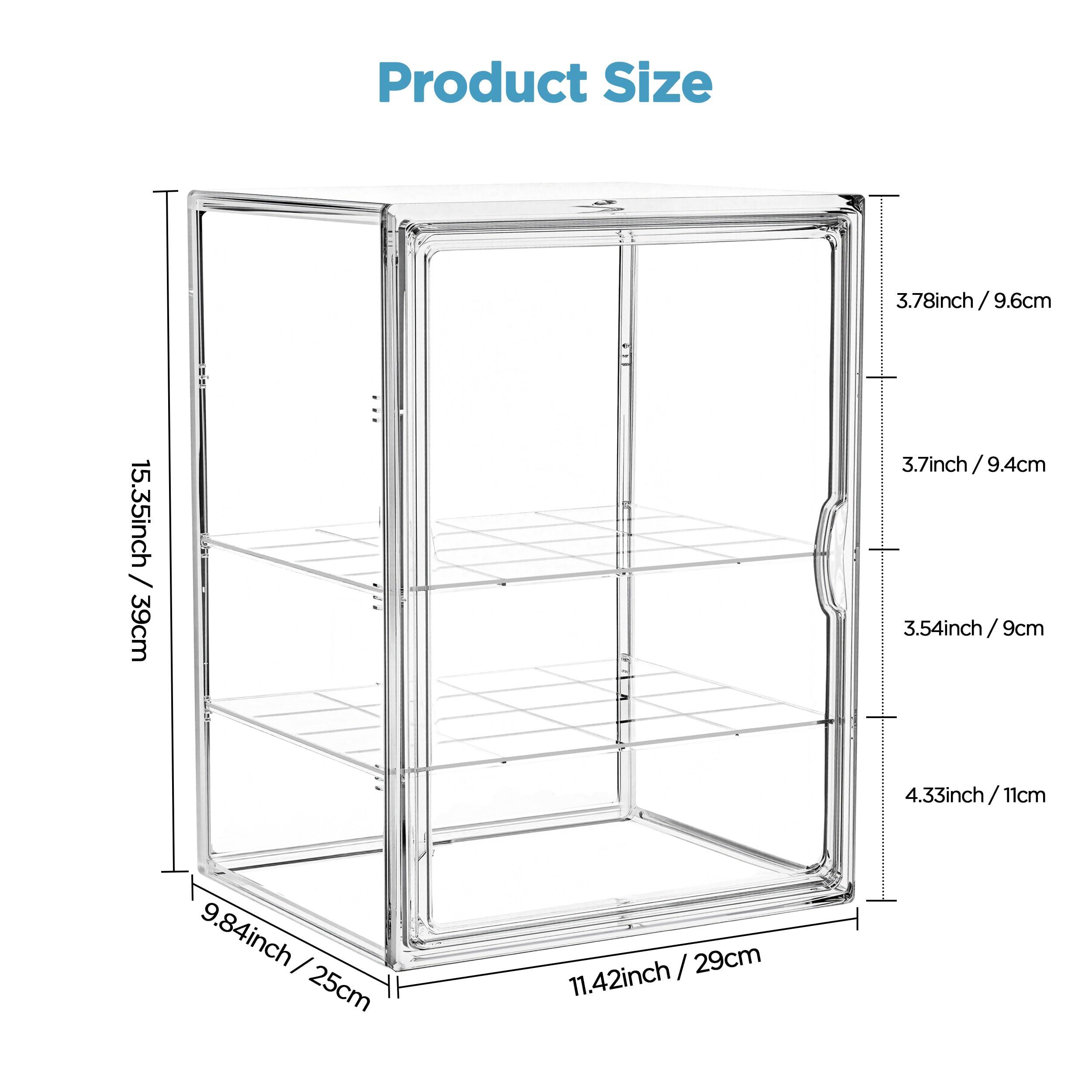 HBlife bottle storage 3-tier interior illustrates flexible sizing with removable dividers.