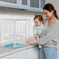 HBlife bottle storage magnetic door demonstrates dust-free quick access to bottles.