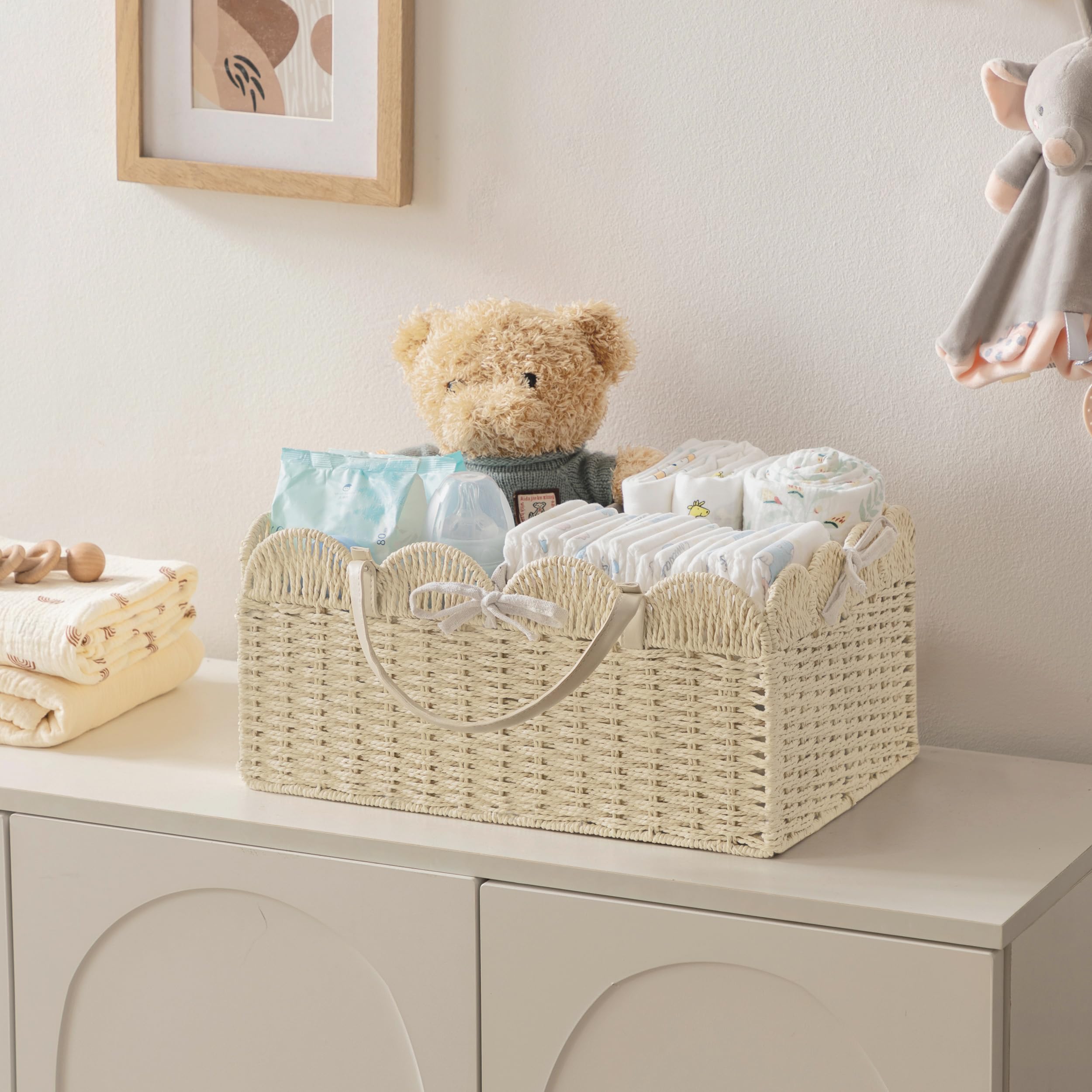 HBlife paper rope diaper caddy closeup shows durable woven texture.