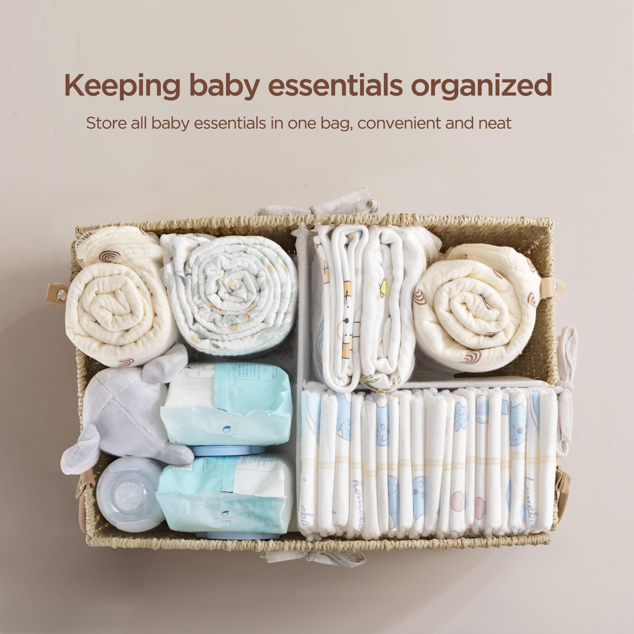 HBlife diaper caddy curved design offers easy access to essentials.