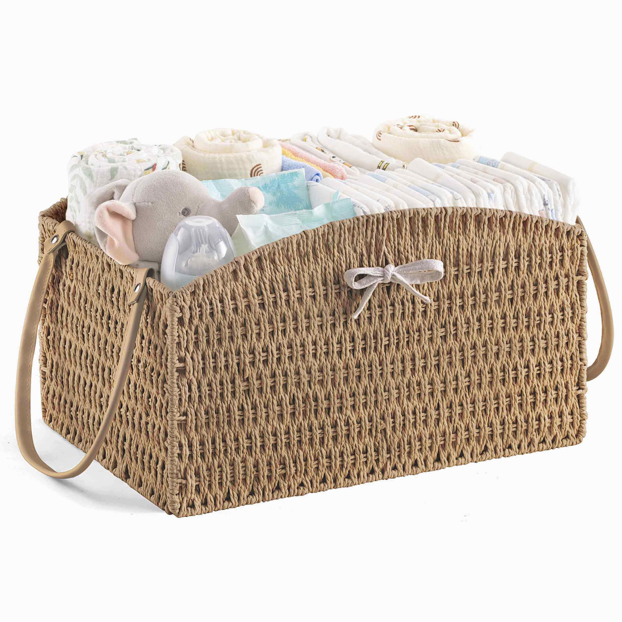 HBlife diaper caddy front view shows curved design for organized nursery storage.