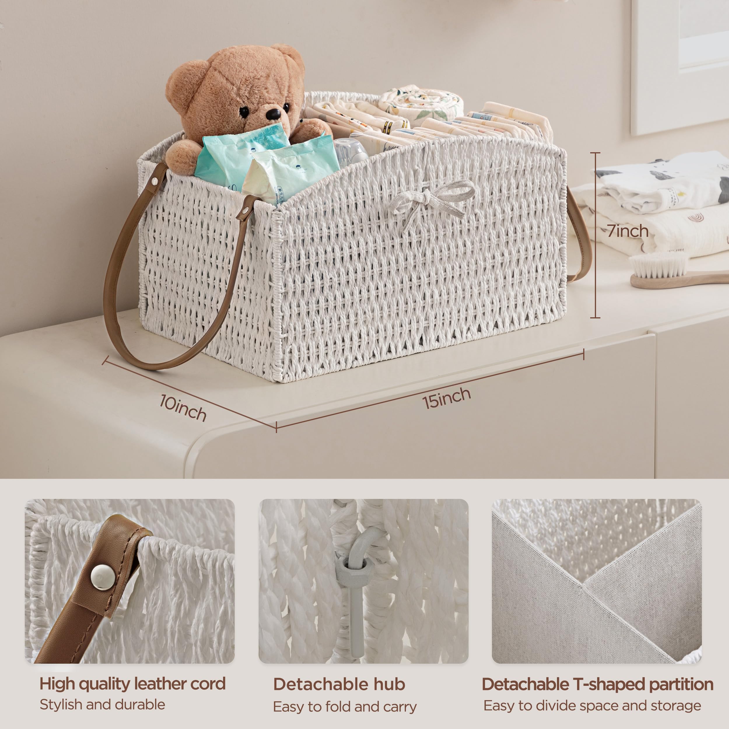 HBlife diaper caddy lightweight-portable design makes moving baby items easy around the home.
