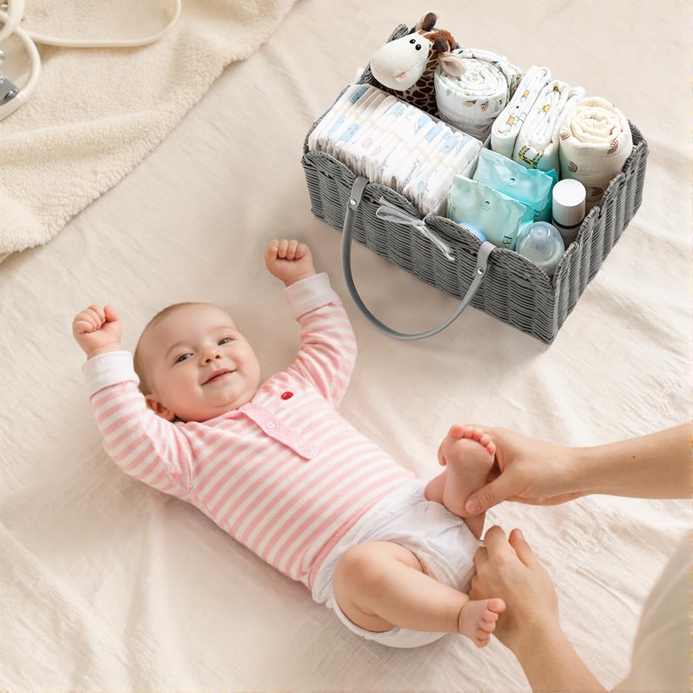 HBlife diaper caddy shown in a nursery setup for on-the-go organization.