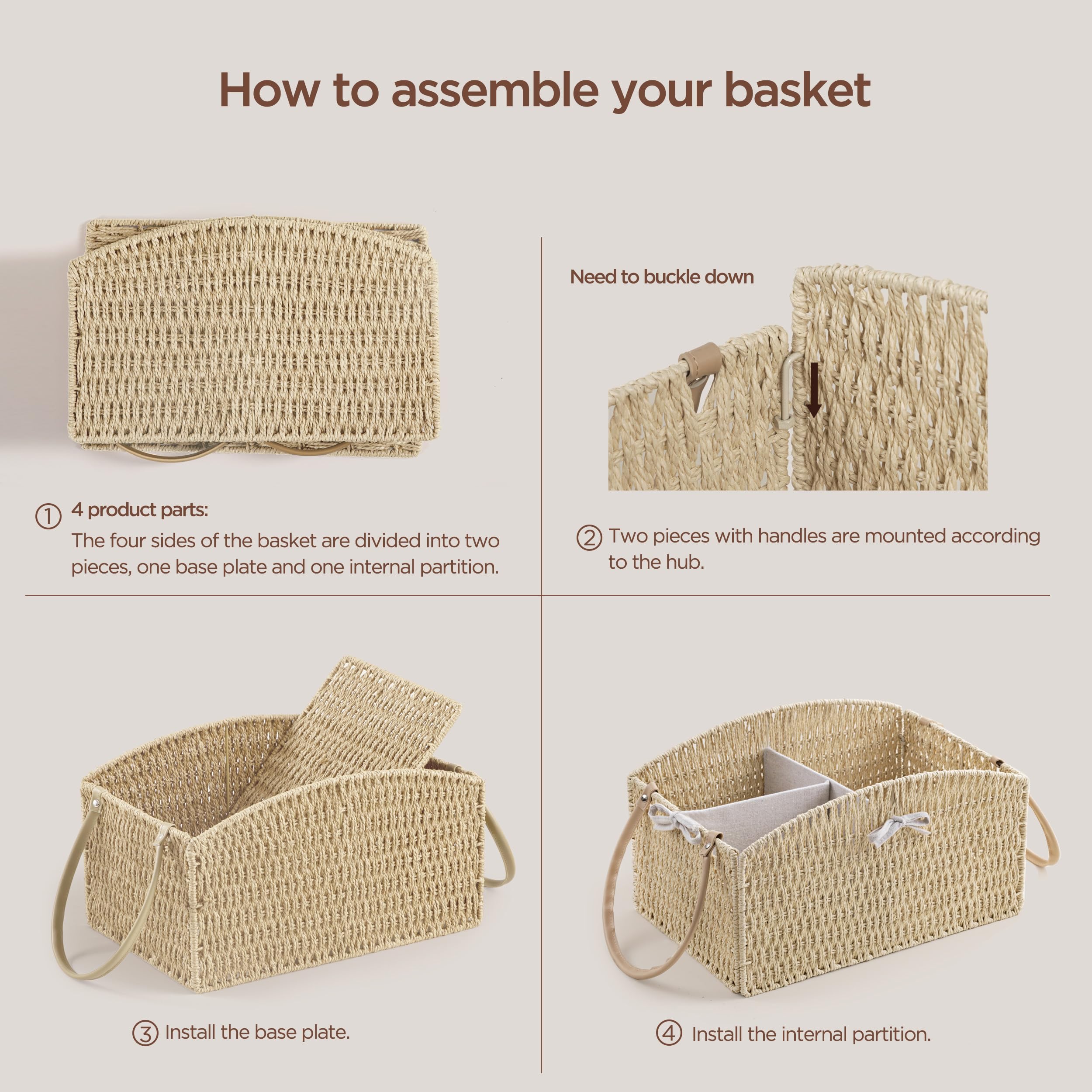 HBlife diaper caddy organizer detachable leather handle enables compact, space-saving setup.