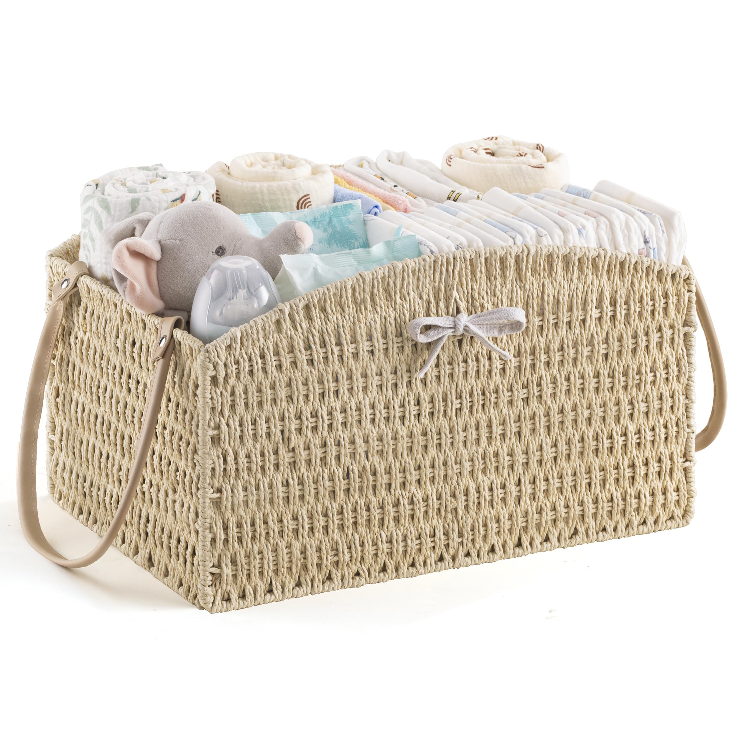 HBlife diaper caddy organizer handwoven craft enhances nursery storage with durable construction.