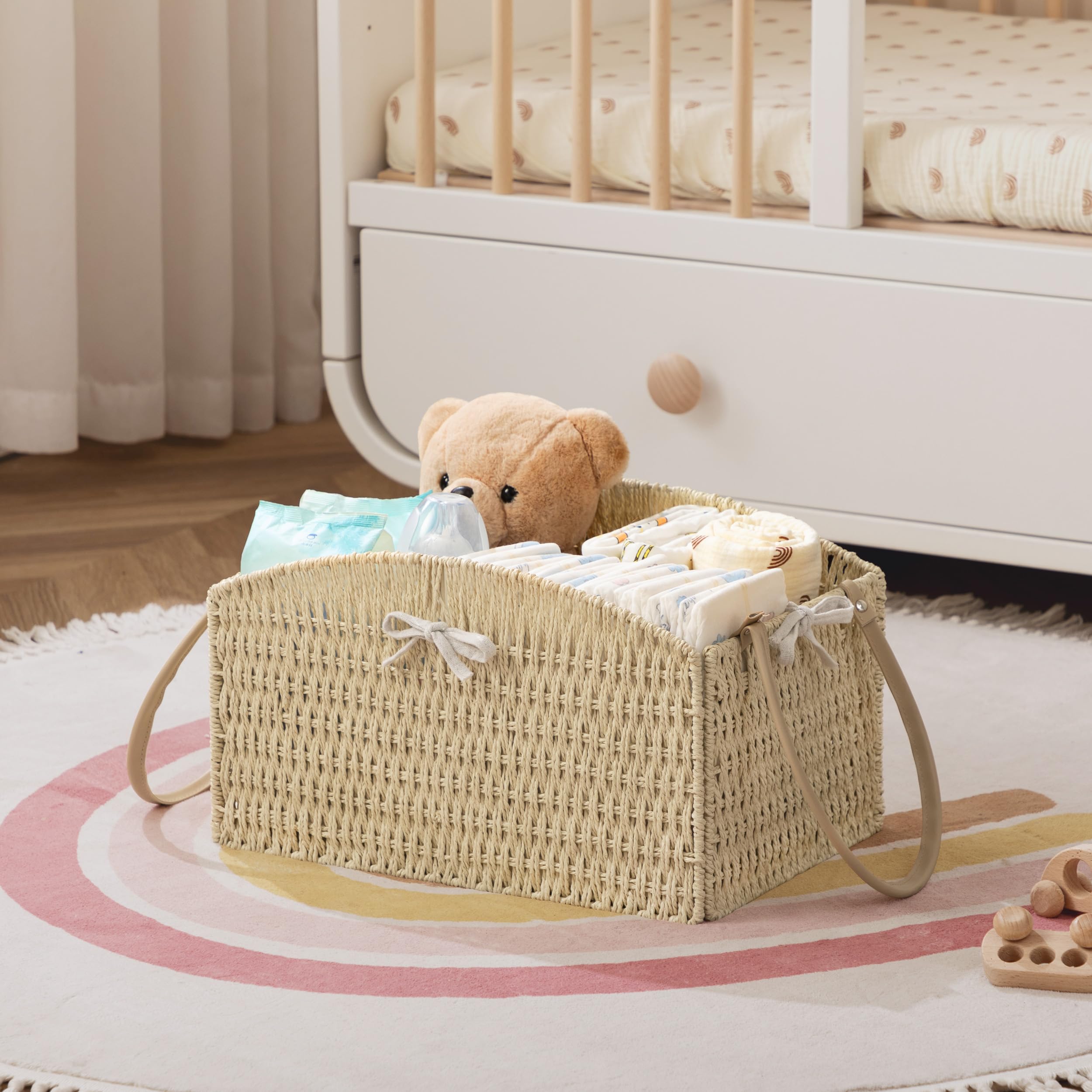 HBlife diaper caddy organizer removable compartments improve easy access and customization.