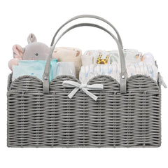 HBlife diaper caddy close-up shows scalloped basket texture for stylish nursery organization.