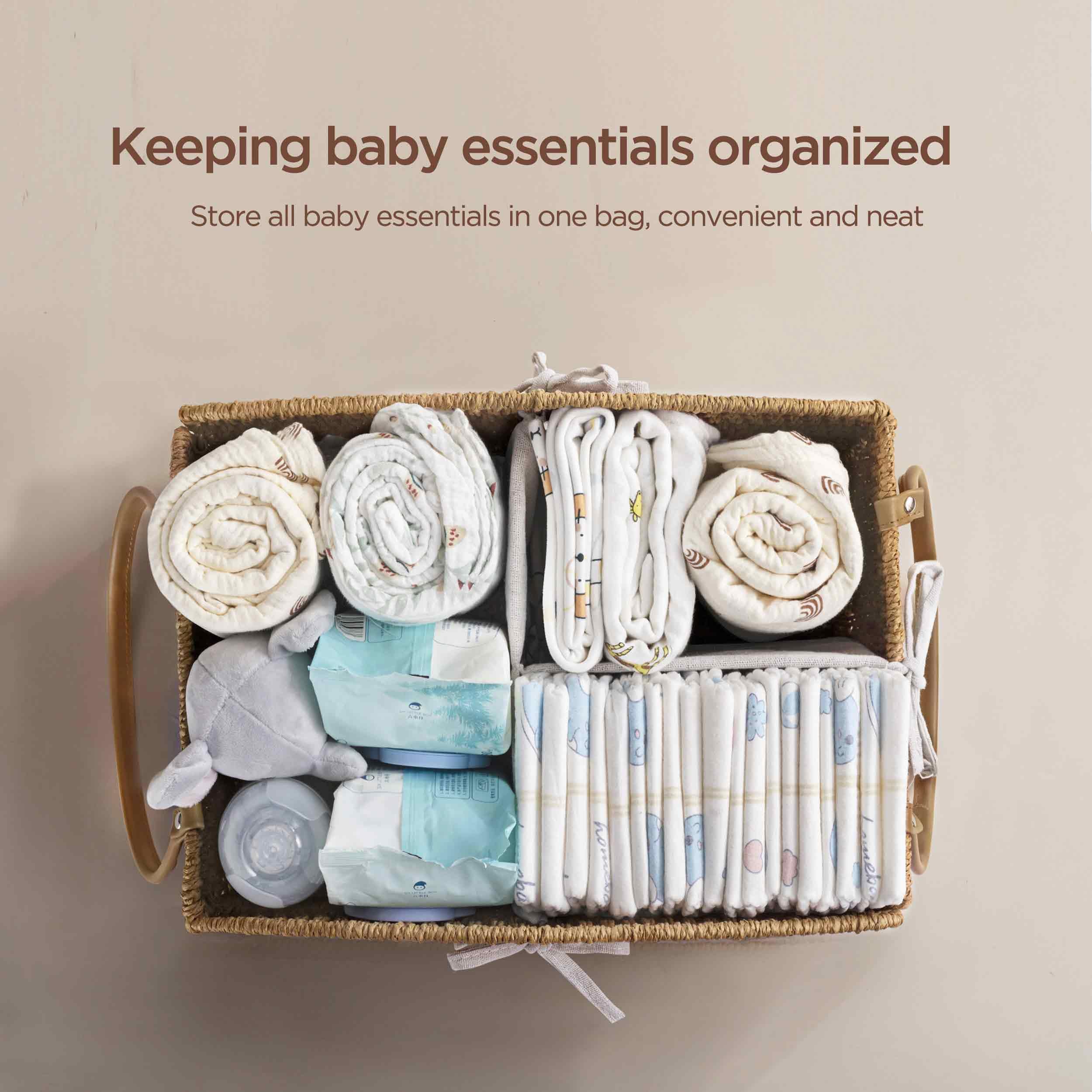 HBlife diaper caddy side view highlights sturdy frame for daily use.