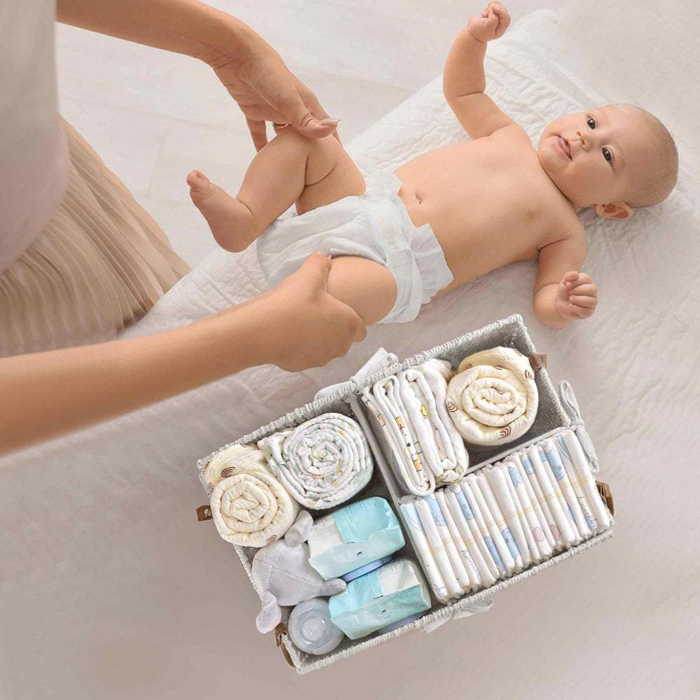 HBlife diaper caddy travel-ready helps organize essentials on trips and outings.