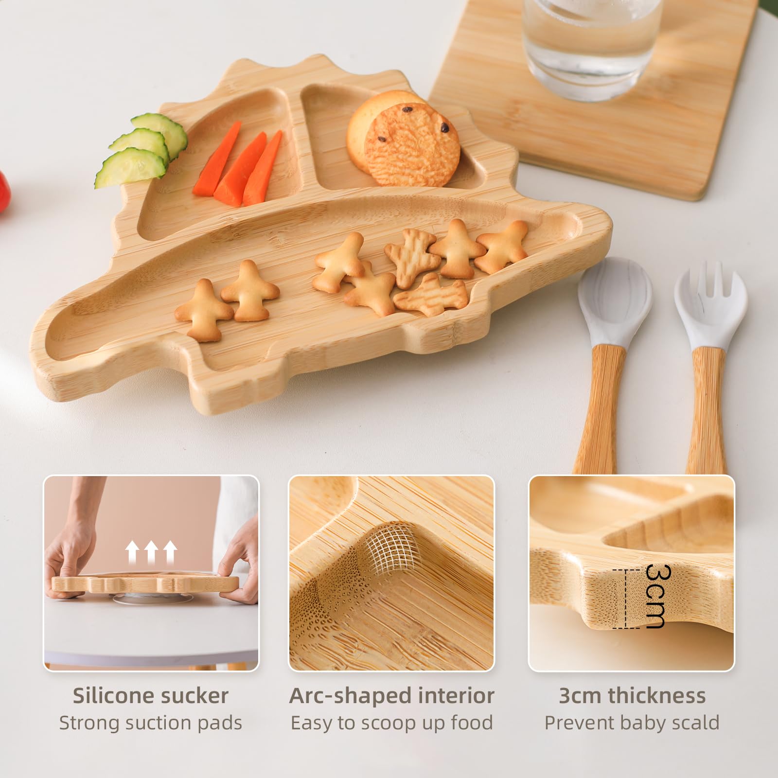 HBM bamboo utensils spoon guides toddler grip and gentle gum care.