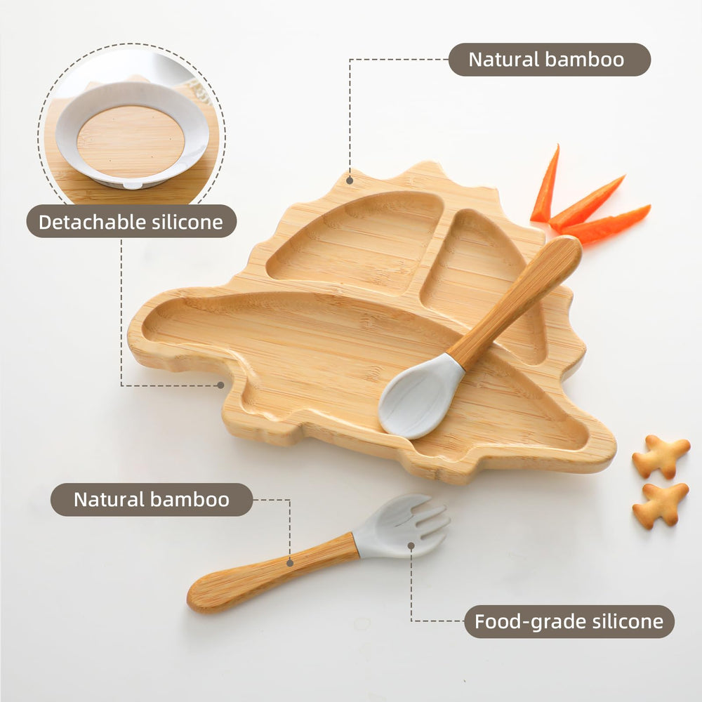 HBM dinosaur divided plate mealtime keeps foods separate for balanced tasting.