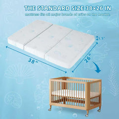 HDJOAPS pack and play top-view cover showing soft breathable fabric for easy cleaning.