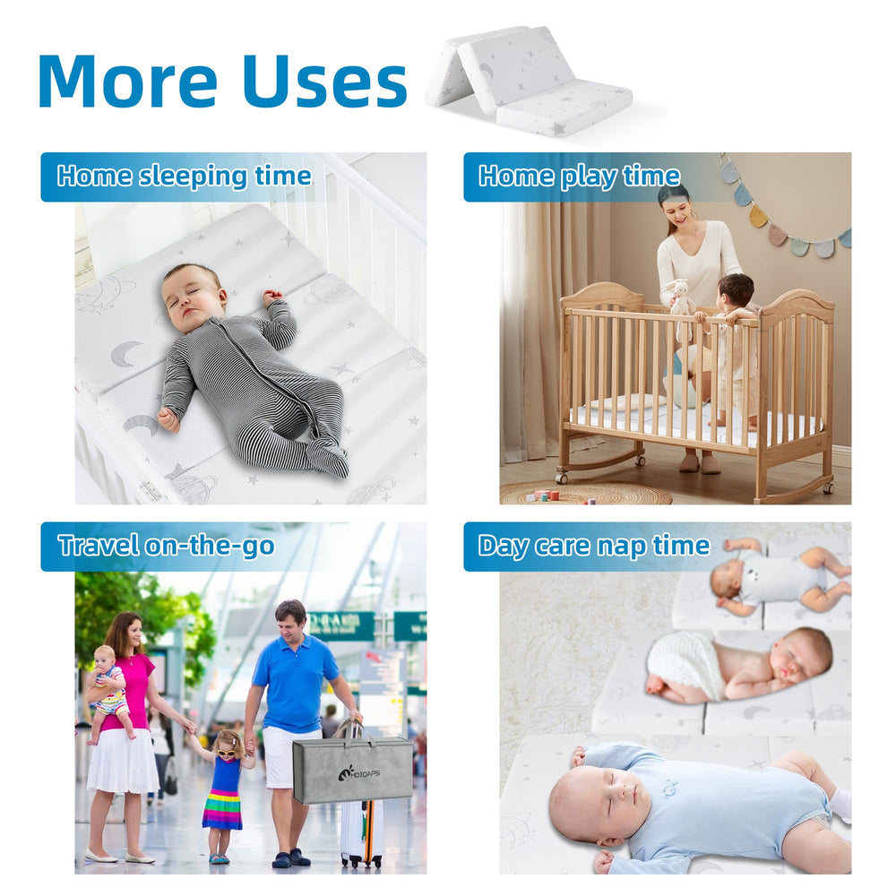 HDJOAPS pack and play mattress with washable cover and travel bag for easy transport