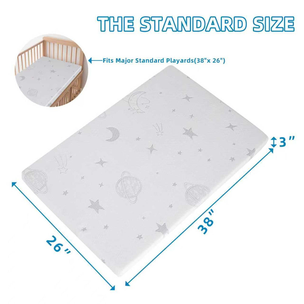 HDJOAPS Pack and Play Mattress Pad mini-crib-fit shows perfect 38 by 26 inch size
