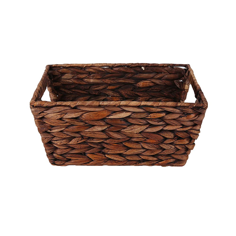 HDKJ small storage basket in natural water hyacinth offers eco-friendly organizing solution.