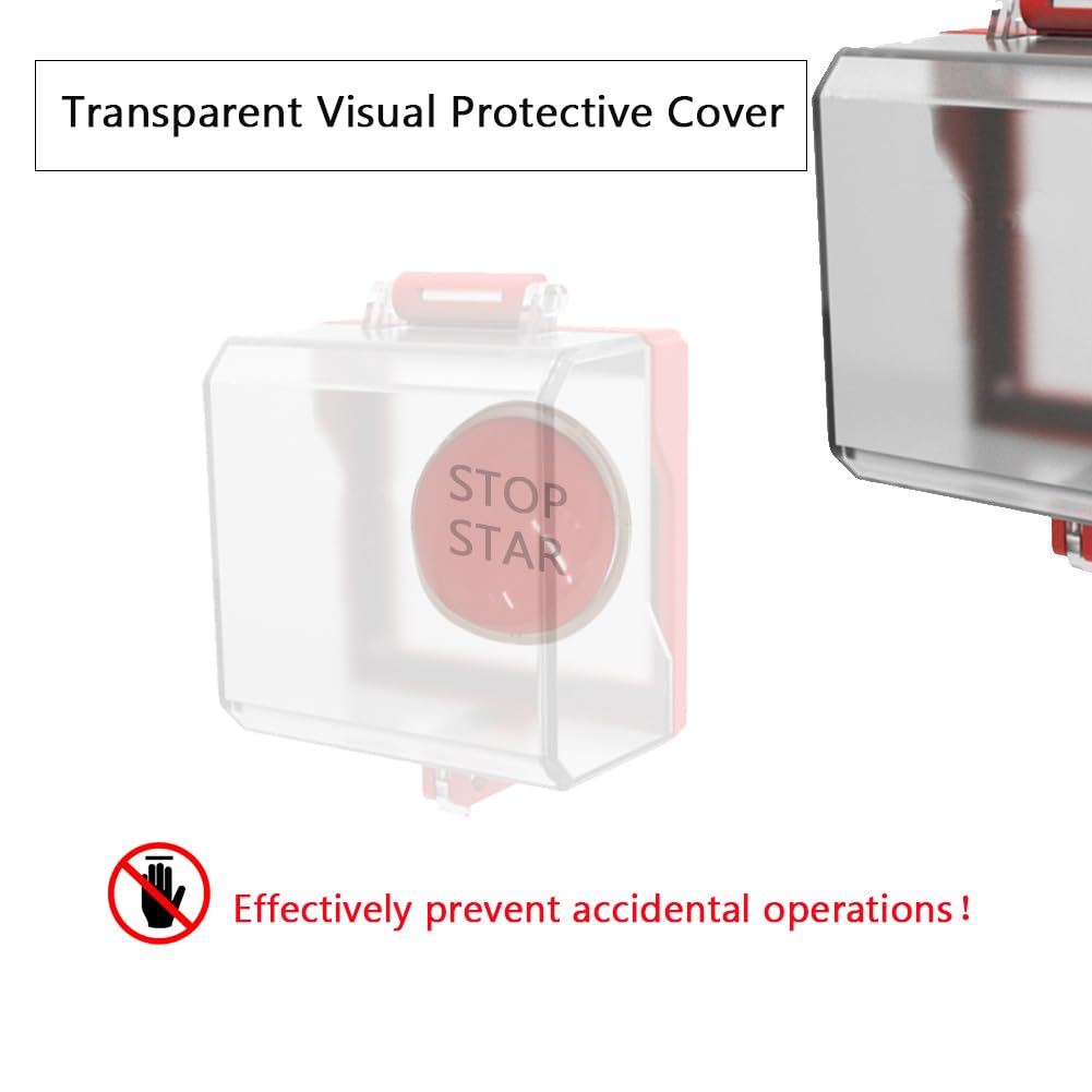 Hdtyyln emergency-stop-button-cover dimension diagram shows exact sizing for a precise fit