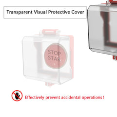 Hdtyyln emergency-stop-button-cover dimension diagram shows exact sizing for a precise fit