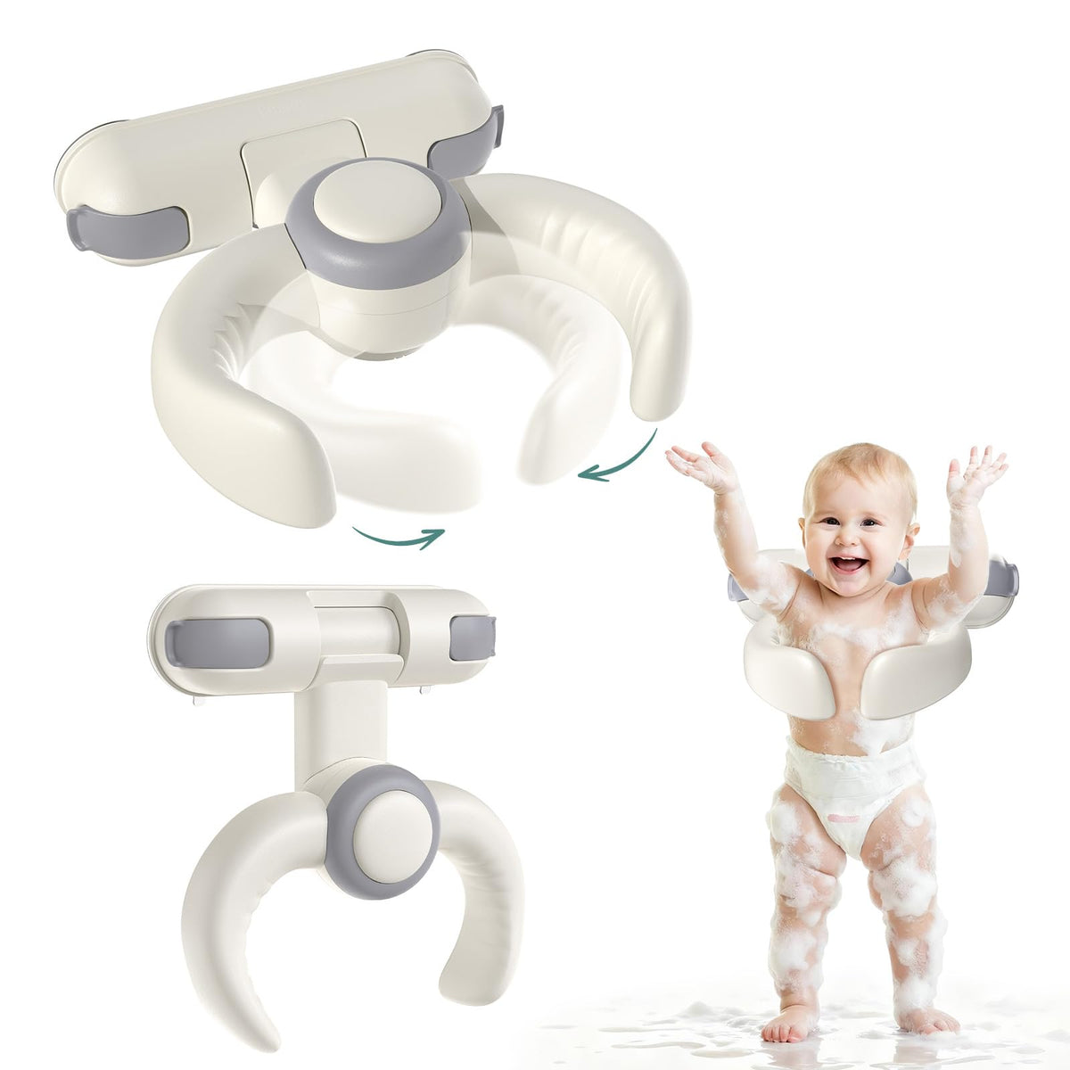 HDUYFYD baby bath stand wall-mount suction for drill-free stability.