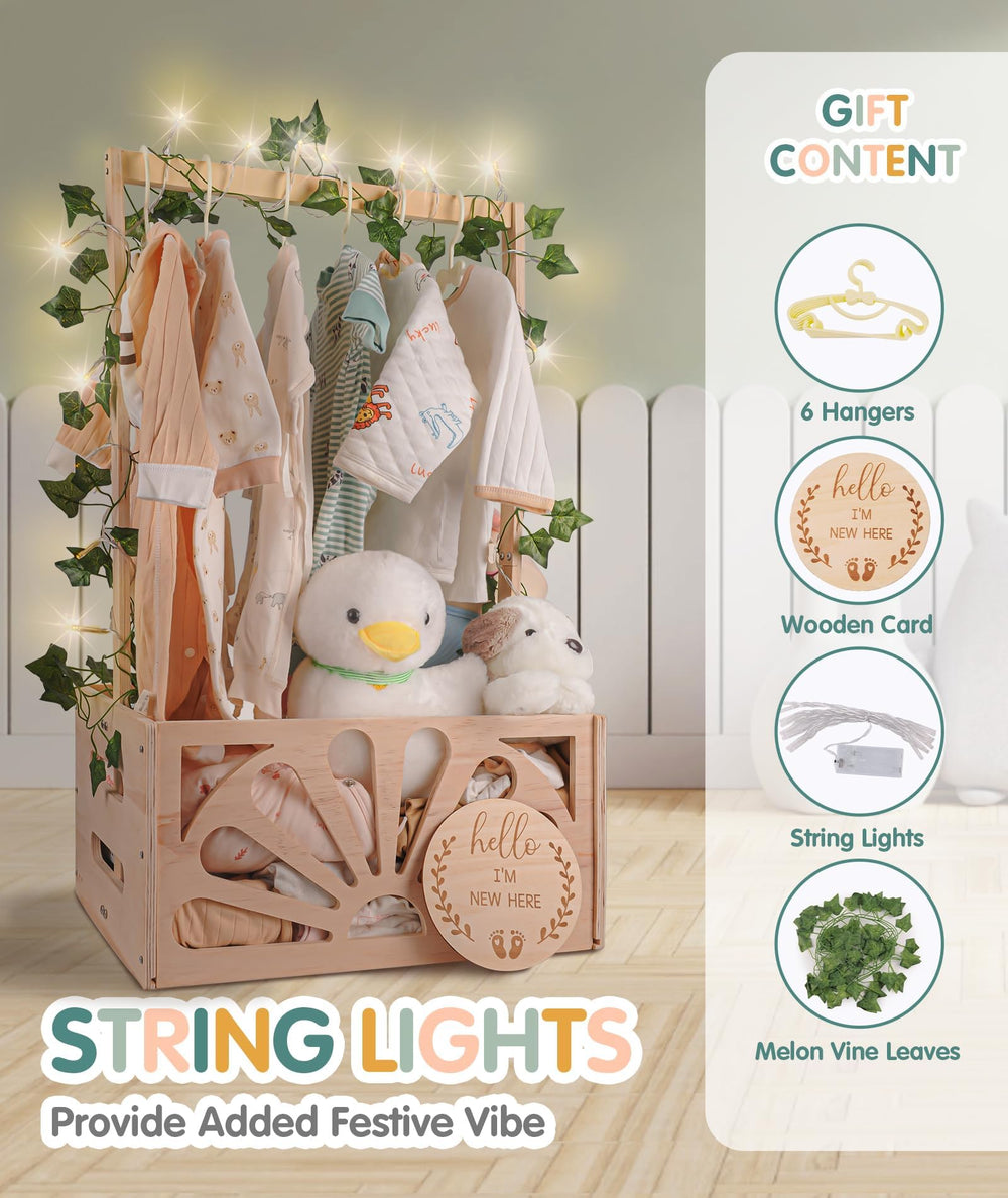 HDUYFYD baby shower gift crate with hanger rack ready to decorate