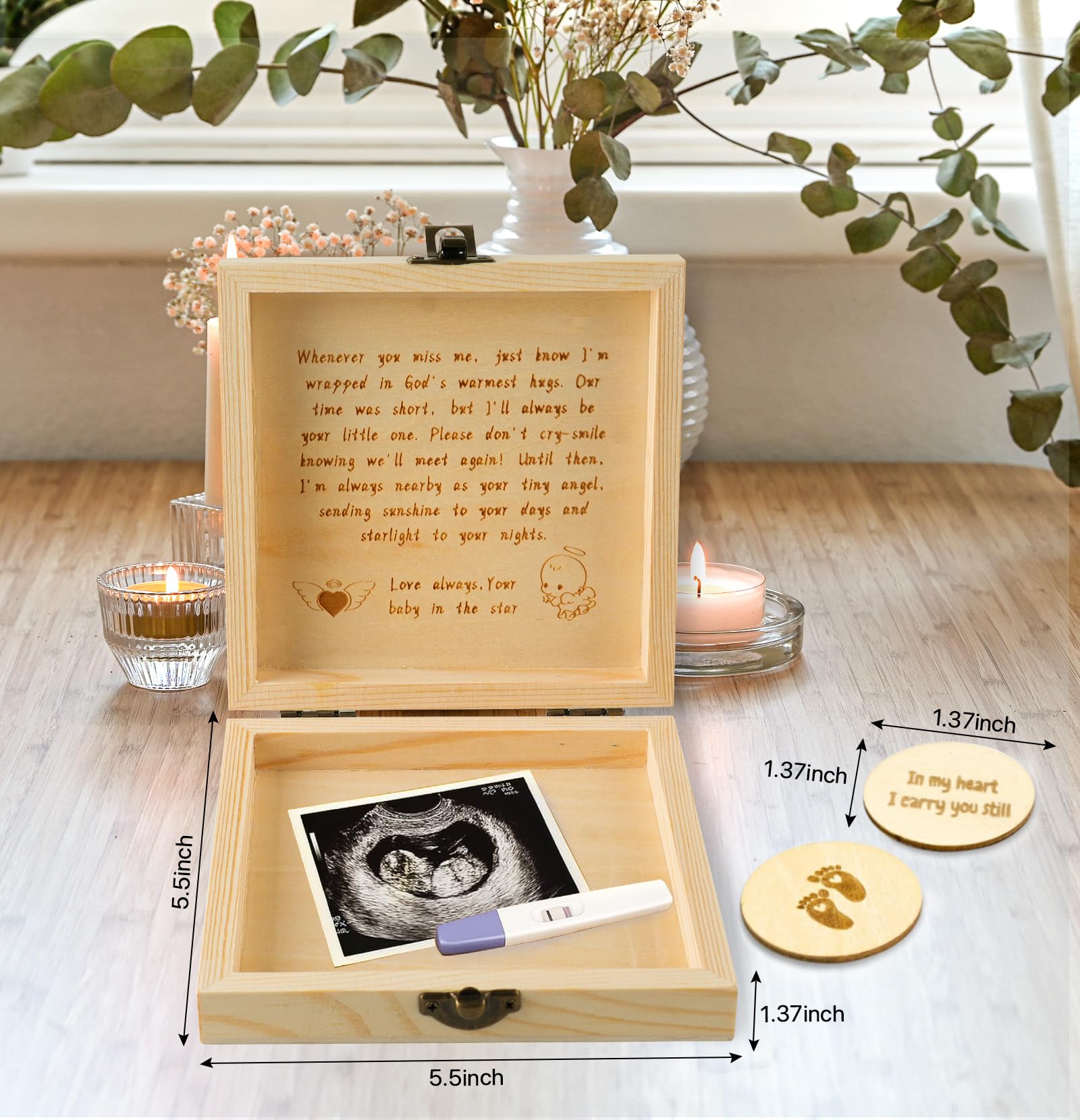 HDUYFYD Miscarriage Memorial Box hospital bracelet slot keeps memories accessible.