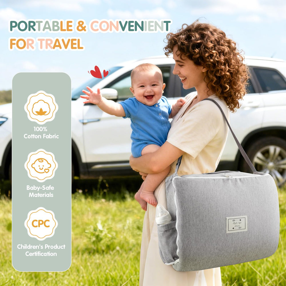 HDUYFYD portable baby lounger with carry bag and pockets for essentials