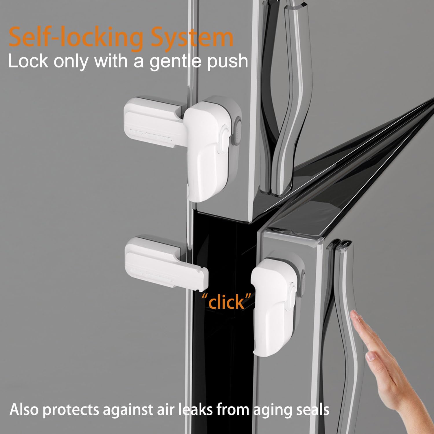 HEOATH fridge lock adhesive-pad-installation highlights tool-free setup.