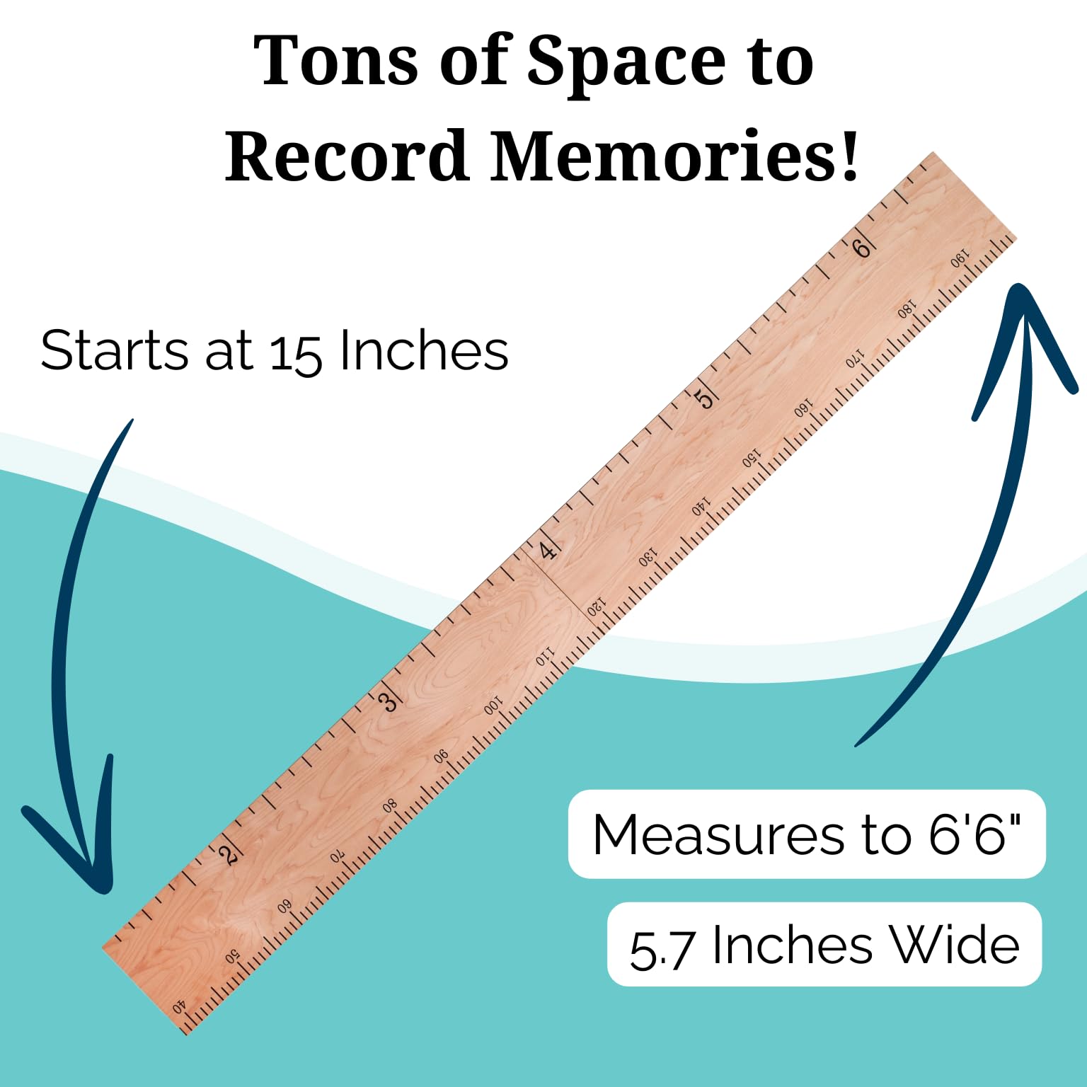 Headwaters Studio growth chart closeup woodgrain highlighting natural finish