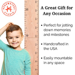 Headwaters Studio growth chart mounted on wall showing easy height tracking